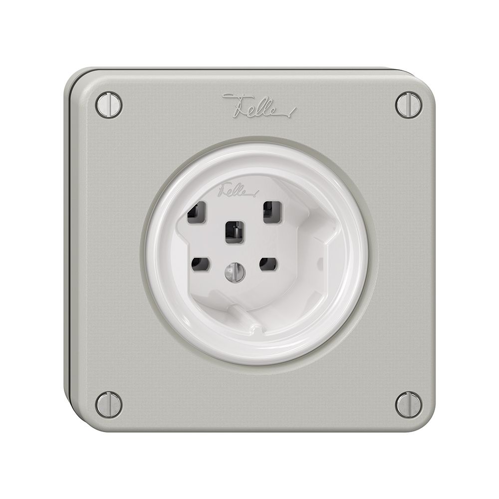 NUPU-Steckdose NEVO, 1×T25, lichtgrau