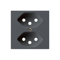 Frontplatte kallysto 2×T13 60×60mm anthrazit mit Kinderschutz für Steckdose