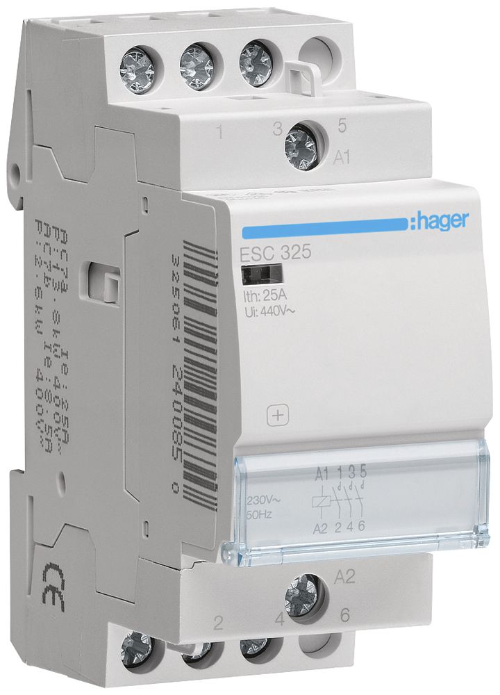 REG-Schütz Hager 230VAC 3 Schliesser 0 Öffner 25A 2TE
