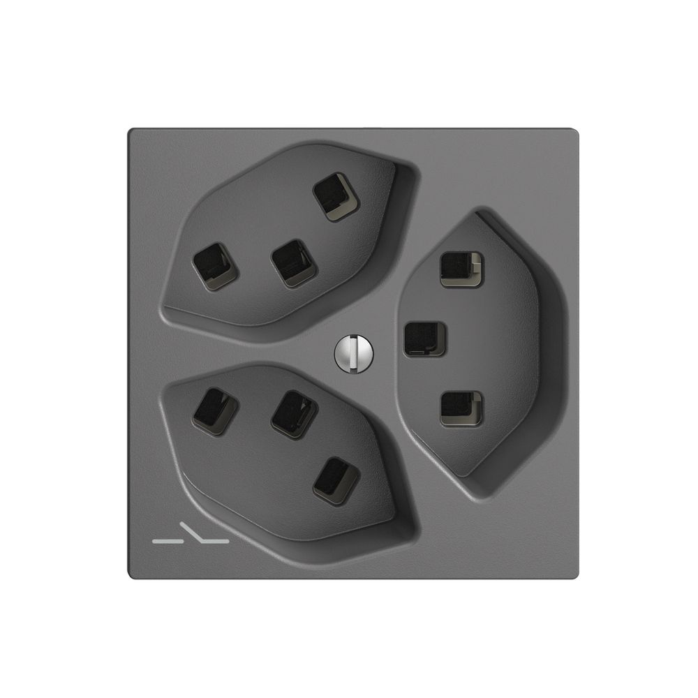 Steckdose 3×T23 Feller EDIZIOdue F, 1×getrennt, Steckklemmen, dunkelgrau