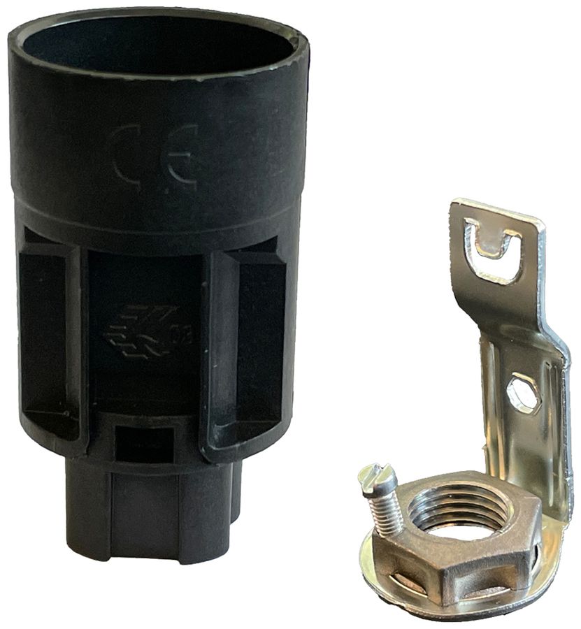 Fassung Elektrogros E14 M10×1 mit Metallsteg Ø24×85mm schwarz