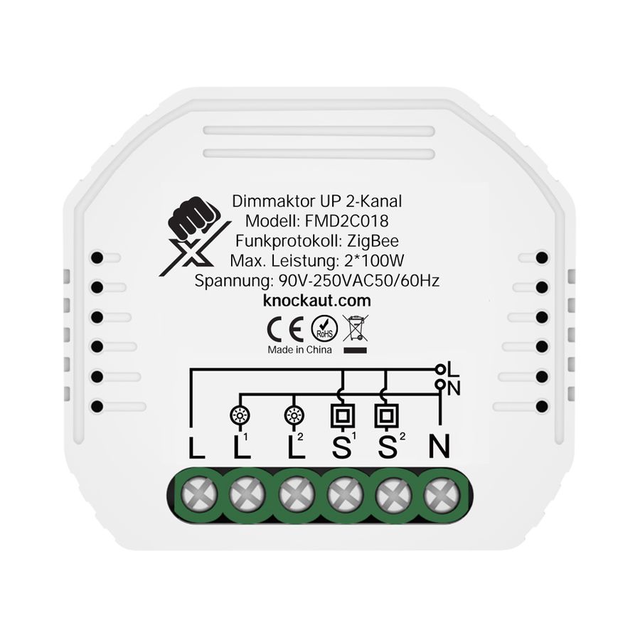 Variateur encastré 2 canaux KnockautX, par BRELAG