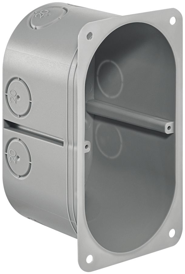 Hohlwanddose HSB Basic 2×1 grau, 125×65×65mm, m.Flansch GDP 850°C halogenfrei