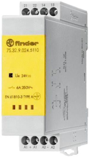 Modulo di relè Finder con contatti a guida forzata, 1 ch e 1 r, 6A, 24VDC