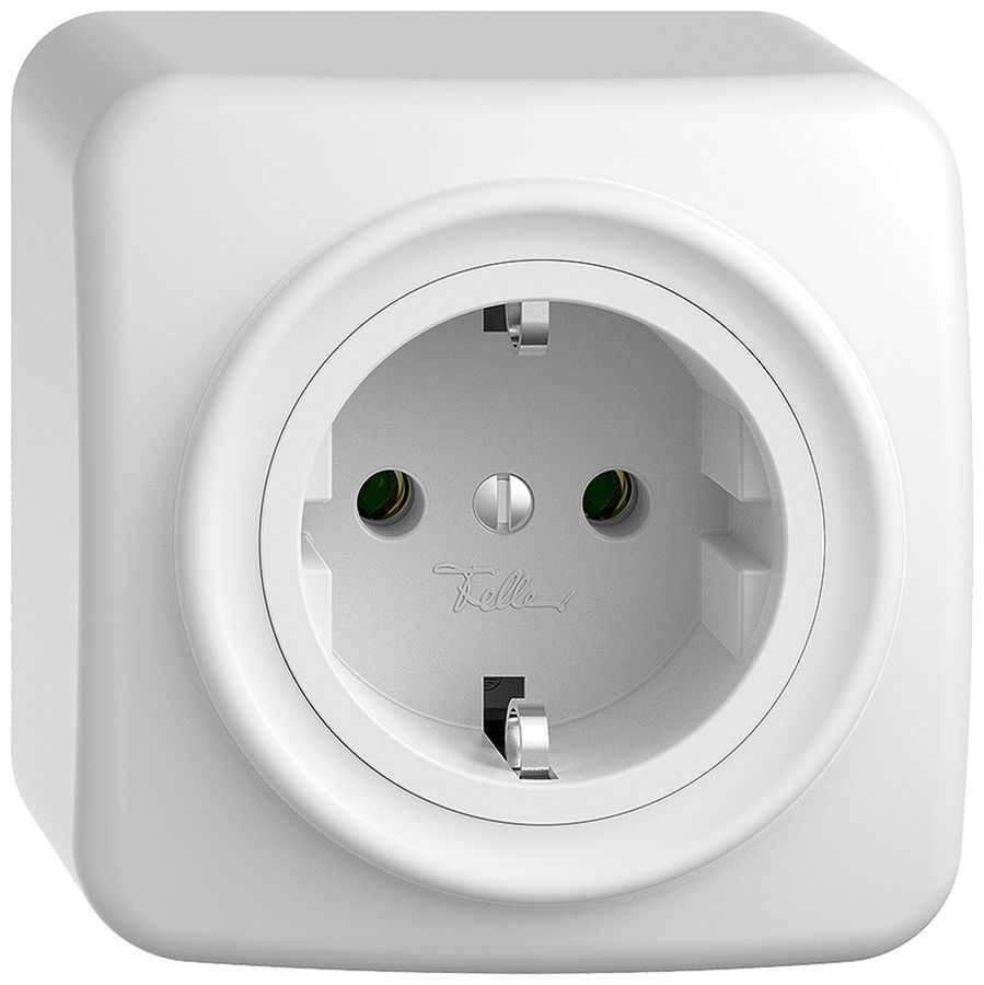 Prise AP Feller STANDARDdue Schuko 16A 230V 76×76mm blanc