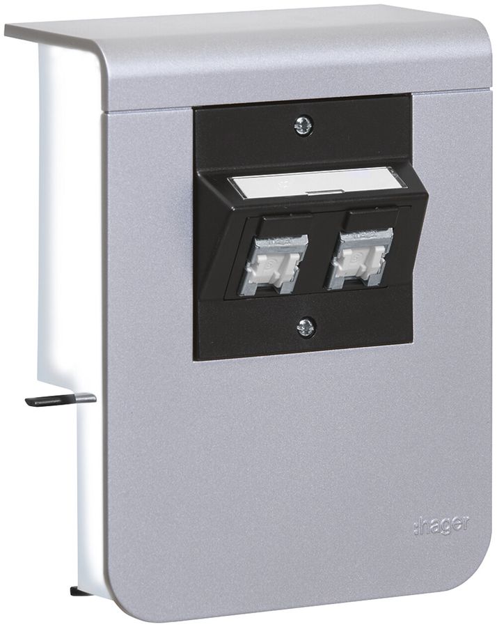 Supporto d'apparecchio Hager per SL20080 decorazione alluminio, 2×cat.5e