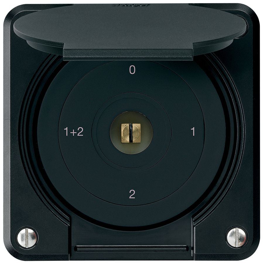 Interruttore a chiave quadrata INC robusto IP55 con coperchio S1/1P nero combi