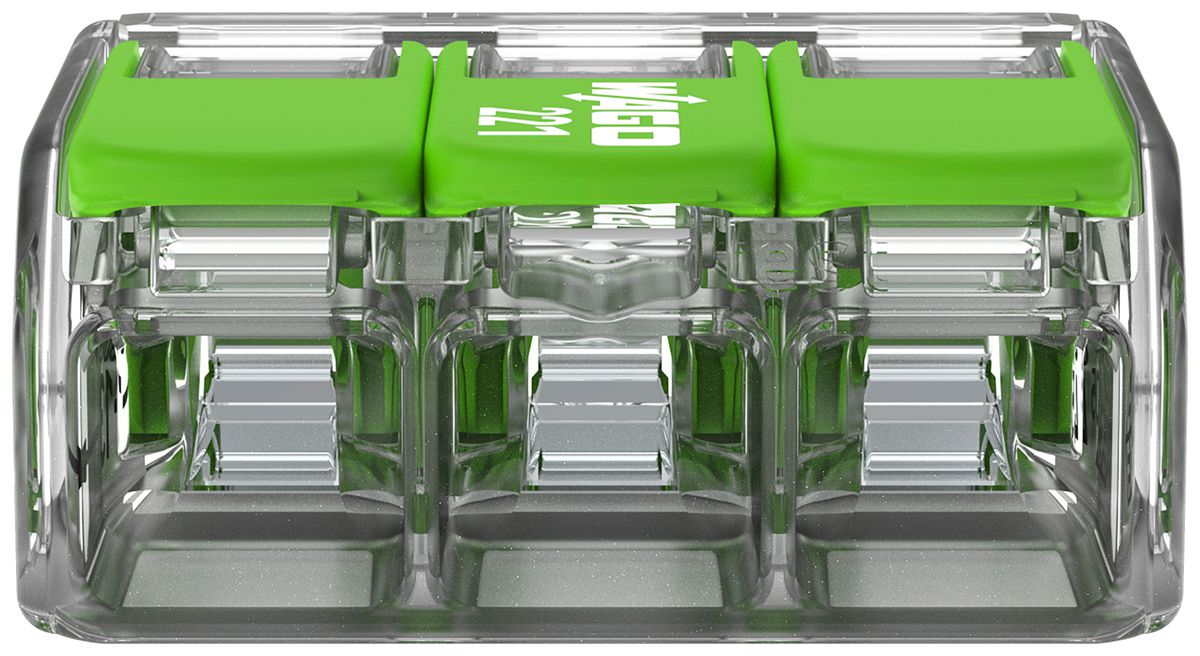 Borne de connexion WAGO Green Range 3L 0.5…6mm² avec levier vt transparent