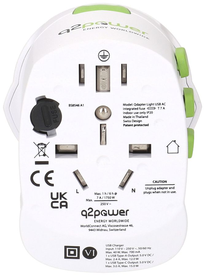 Fiche d'adaptation MH q2power QDAPTER LIGHT USB AC WORLD