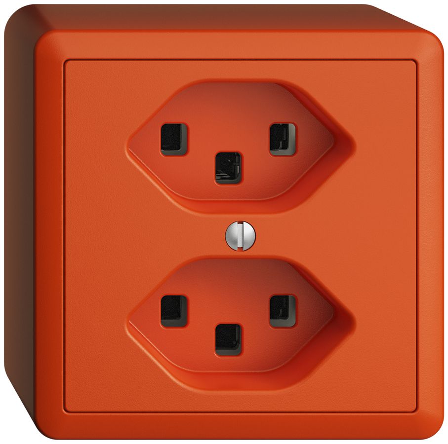 AP-Steckdose 2×T23 16A orange EDIZIOdue, mit Steckklemmen