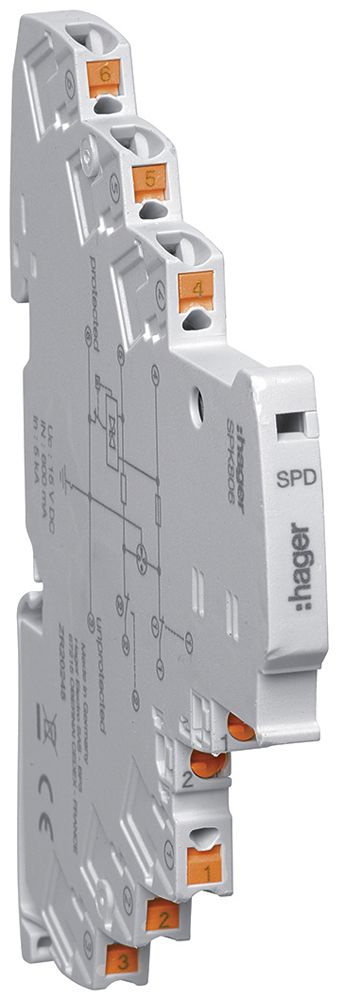 Scaricatore di sovratensione Hager SPD 12V 24V 0.5kA 5kA 750V 55V 6.2mm bus/vid.