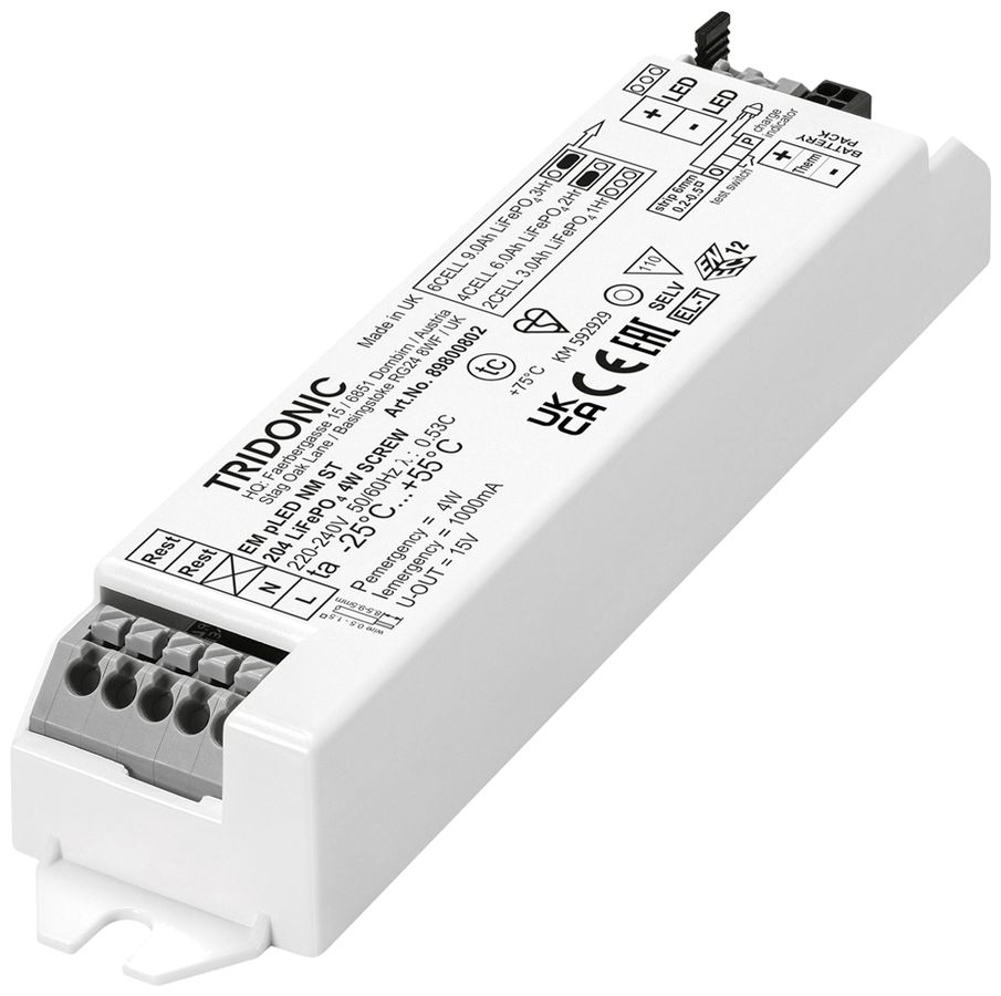 Elément de secours Tridonic EM pLED ST NM 204 LiFePO4 4W bornes à vis