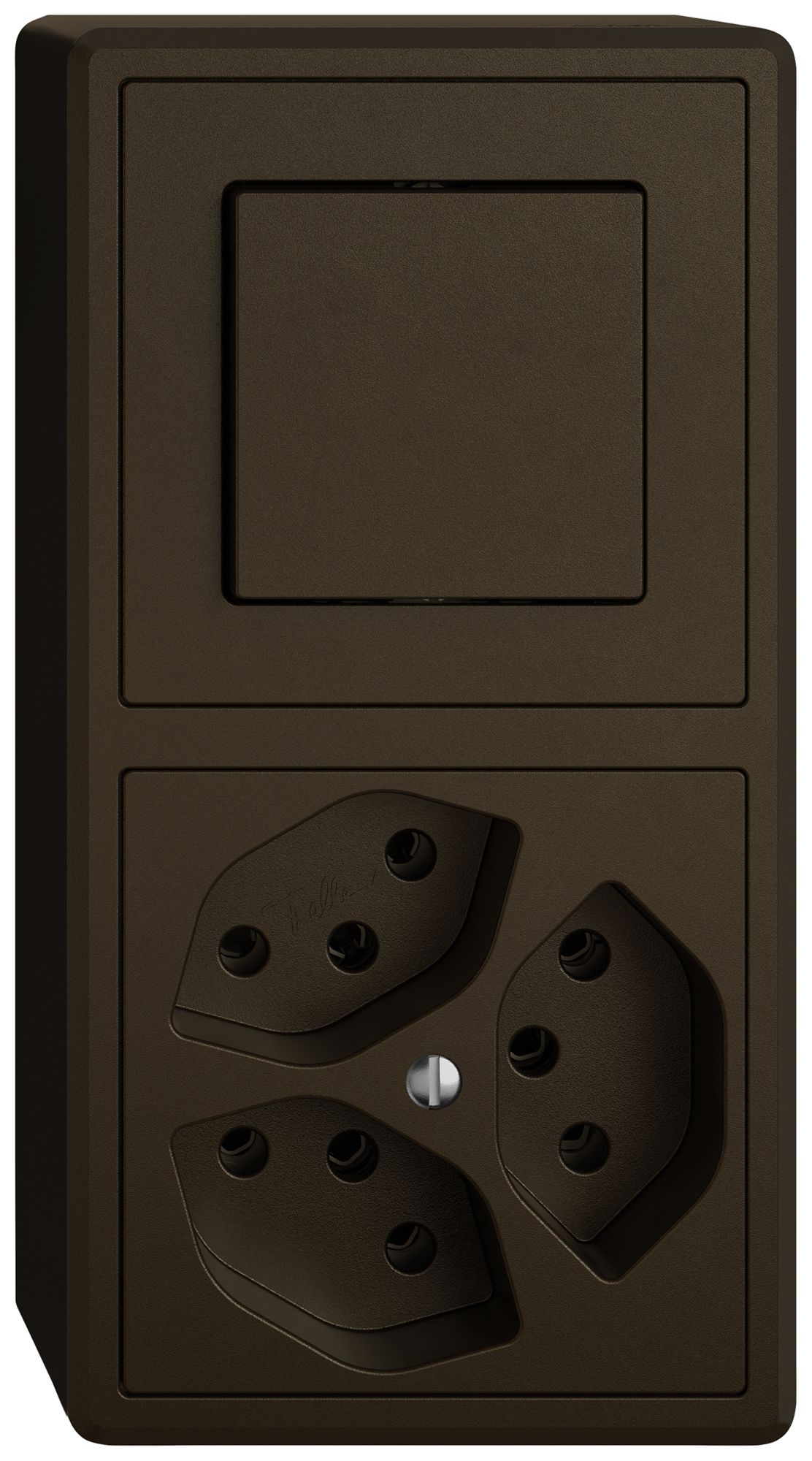 Combinazione AP EDIZIO.liv SNAPFIX® 2×1 140×74mm schema 3/1L+3×T13 marrone