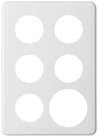 Placca di copertura INC basico 3×2 5×Ø43mm+Ø58mm bianco