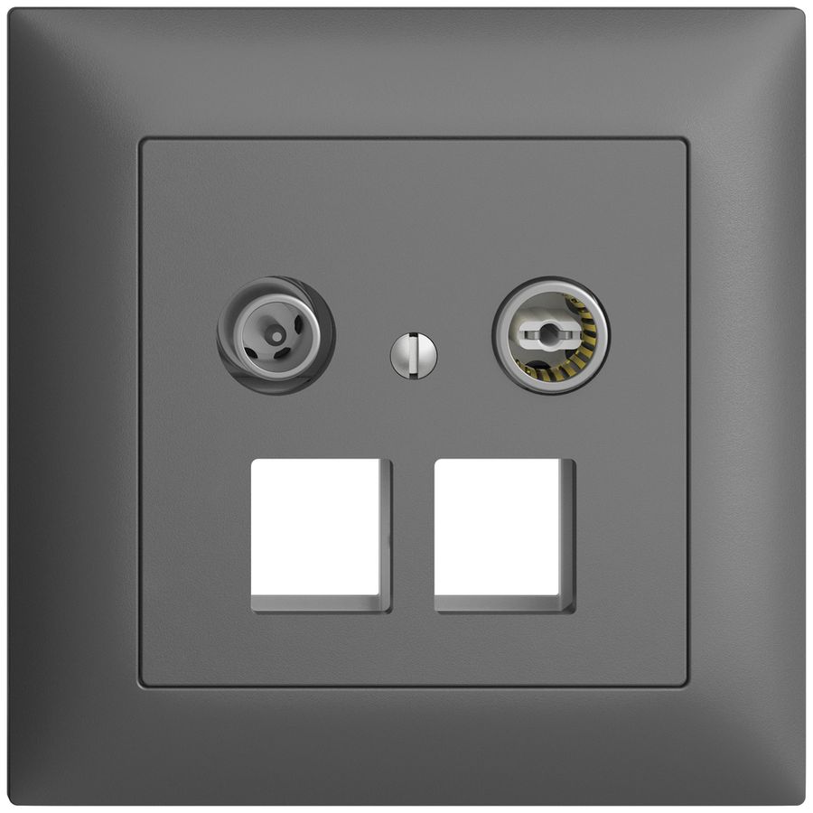 Prise multimédia 4dB ENC Edue FMI, prise de dérivation, p.2×RJ45 Keystone, grf