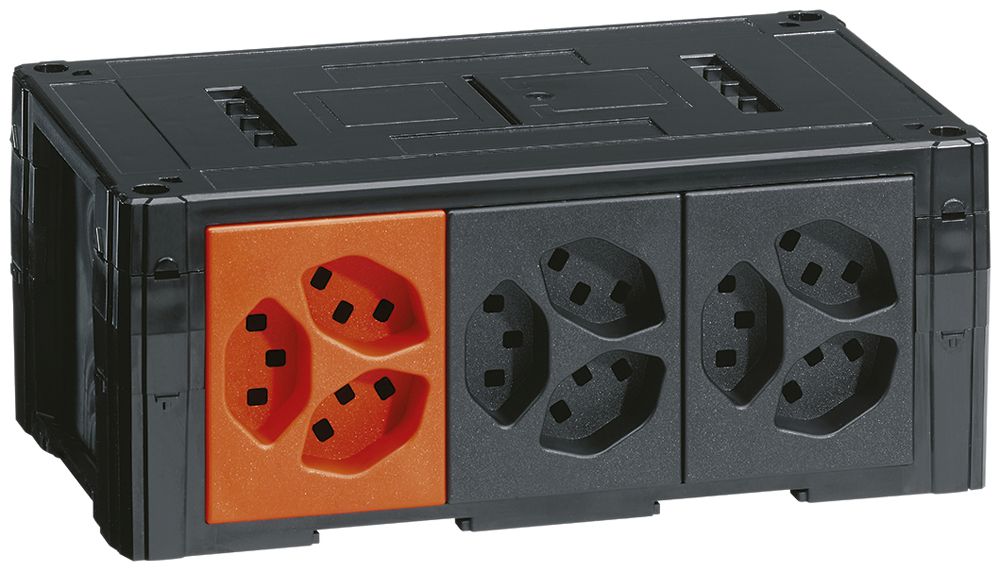 Consolidation Point Hager con 2 pezzi 3×T23 e 1 pezzo 3×T23 arancione, nero