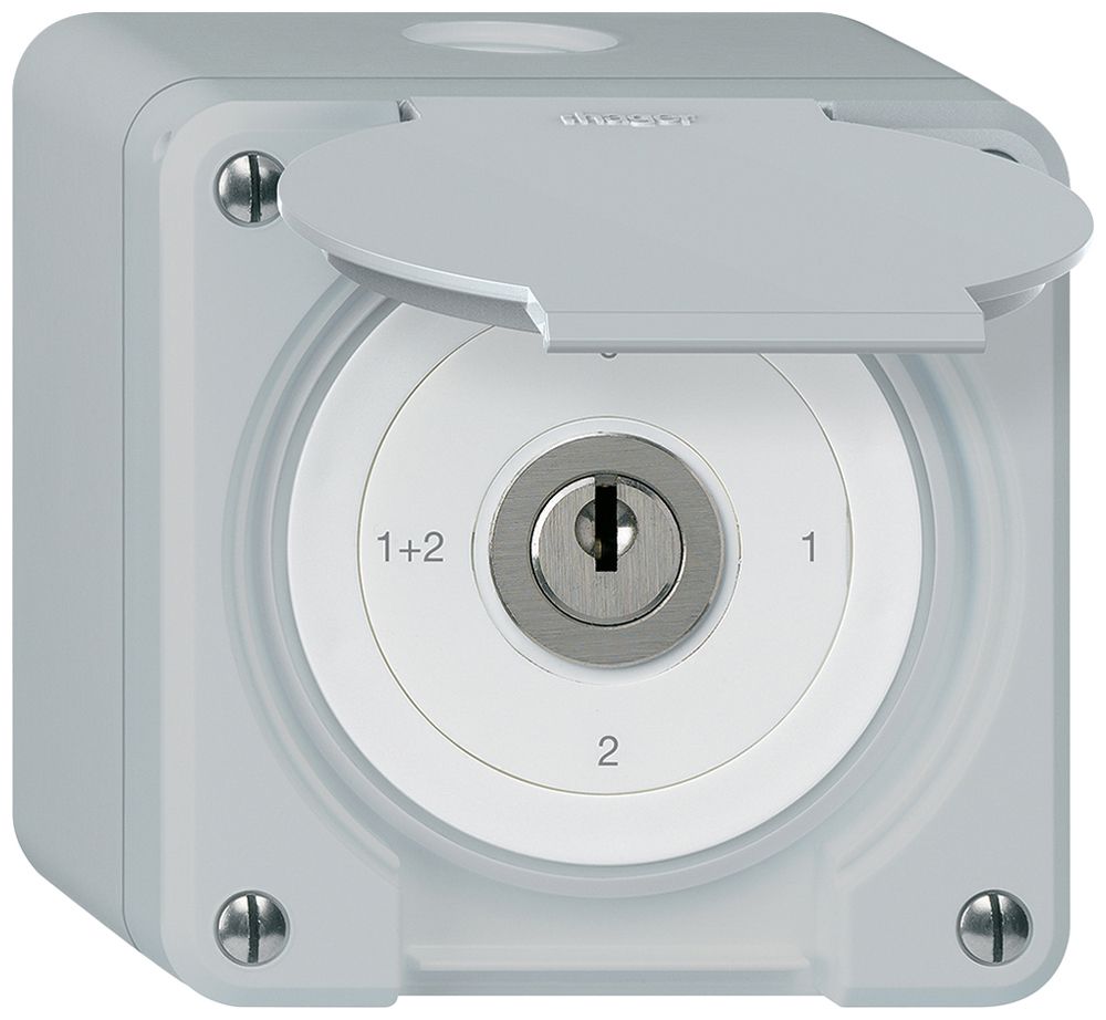 Interrupteur à clé AP avec clapet robusto IP55 S1/1P gris
