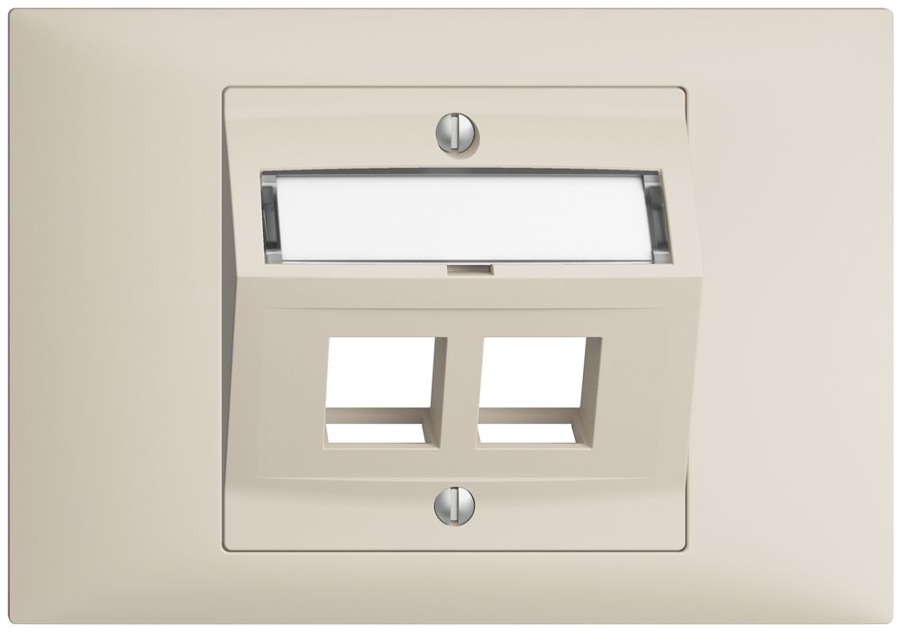 Kit de montage INC EDIZIOdue BKE, avec capot de sortie oblique 2×Keystone crema