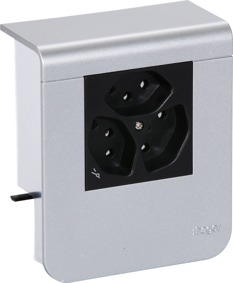 Supporto d'apparecchio Hager per SL20055 decorazione alluminio, 3×T13 1×S