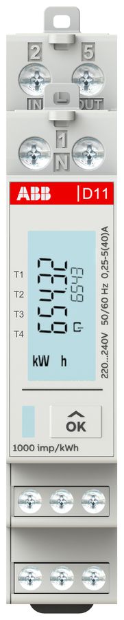 Compteur d'énergie AMD ABB D11 15-M 40 1L 40A tarif multiple Modbus S0 1UM MID