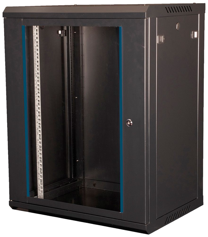 Coffret mural 19" VALUE 600×779×450mm 15UH 1×porte acier noir
