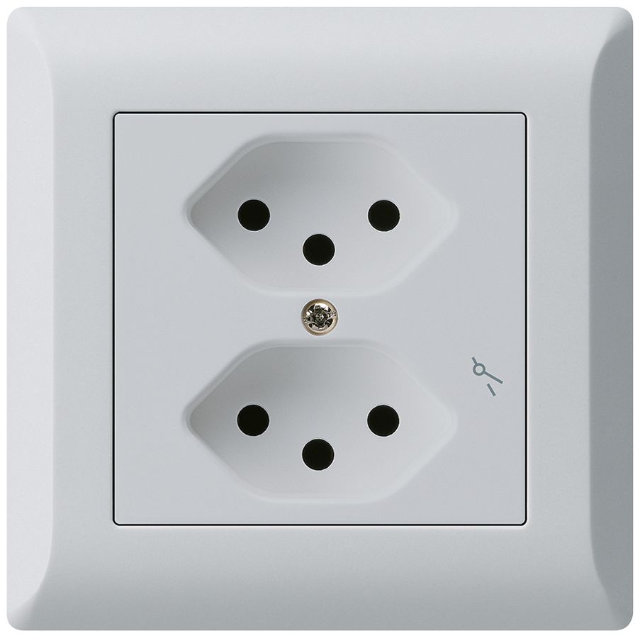 UP-Steckdose kallysto.line 2×T13/1 hellgrau mit Kinderschutz