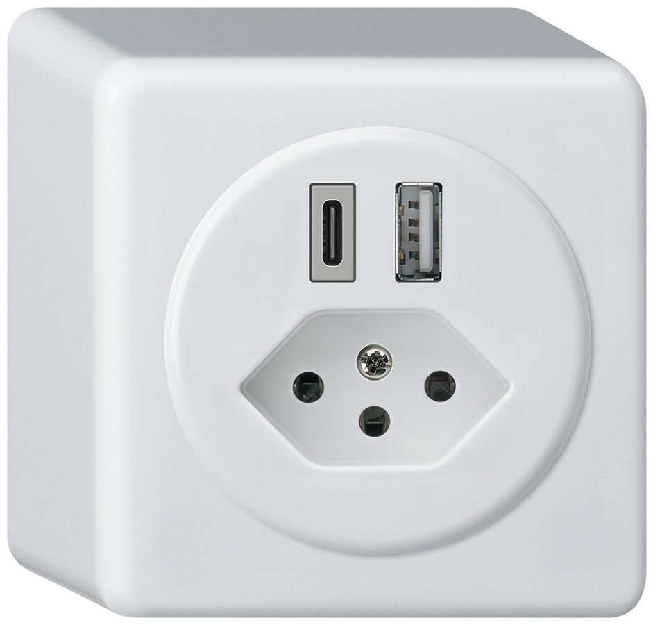 Prise de charge USB AP basico 18W PD 1×type A 1×type C type 13 blanc