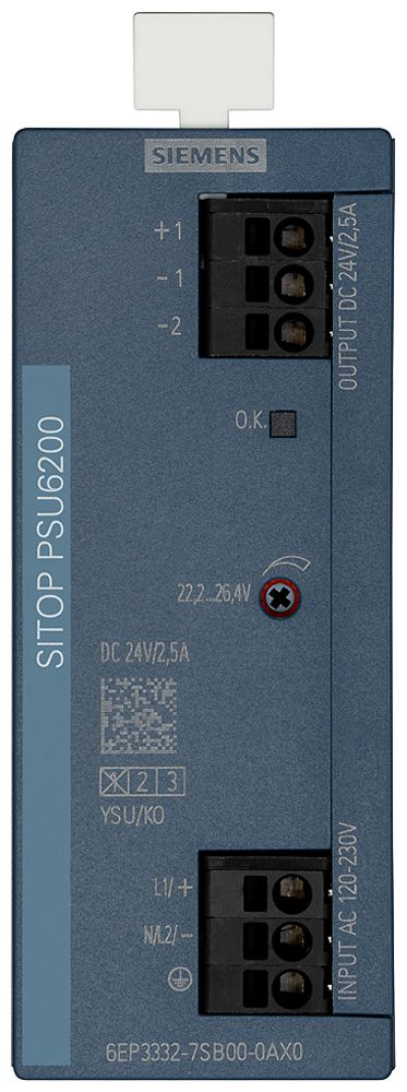 Stromversorgung Siemens SITOP, IN: 120…230VAC (120…240VDC), OUT: 24VDC/2.5A