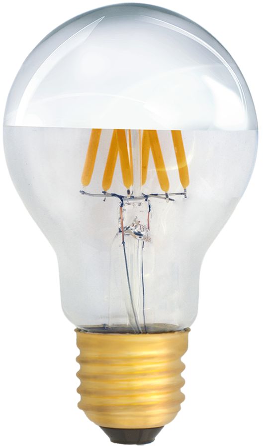 Lampe LED ELBRO E27, A60, 6W, 230V, 2700K, 600lm, clair, miroitée argent