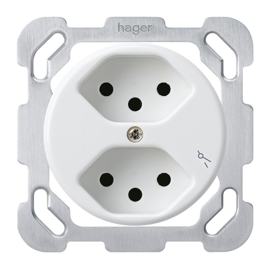 Insert pour prise ENC basico 2×type 13S avec plaque de fixation blanc