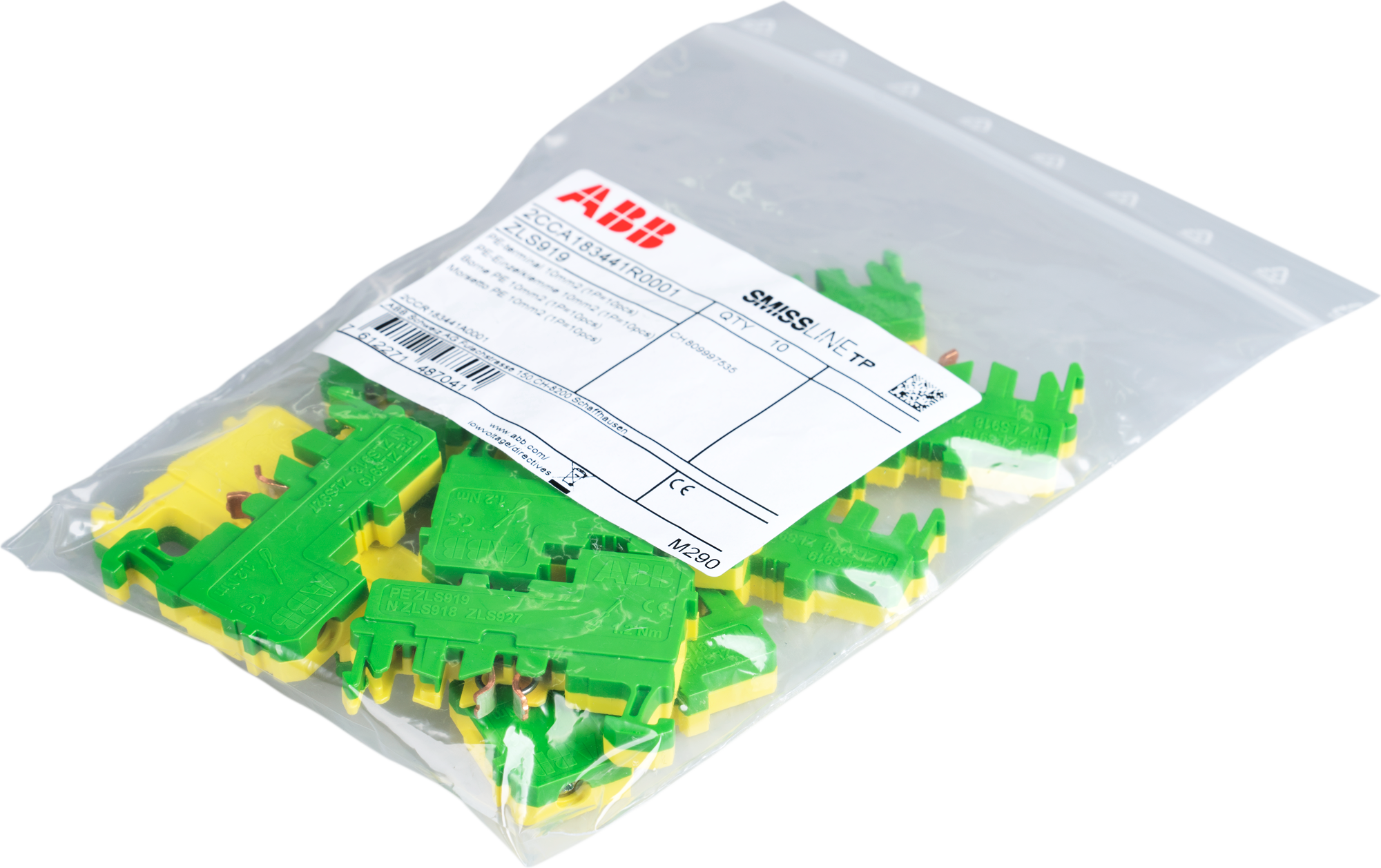 Borne de protection ABB SMISSLINE TP pour socle additionnel 10mm², vert/jaune
