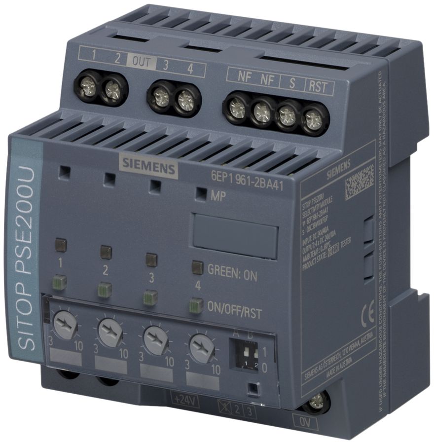 Selektivitätsmodul Siemens SITOP PSE200U, 24VDC/40A (4×10A), Status