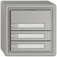 Pulsante universale AP EDIZIO.liv UNI SNAPFIX® c.LED RGB 3× com.1T targ.grc