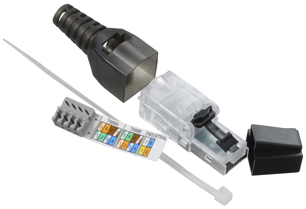 Feldstecker Schneider Electric, RJ45/u Kat.6 AWG23…26 Ø6…9mm gerade sz