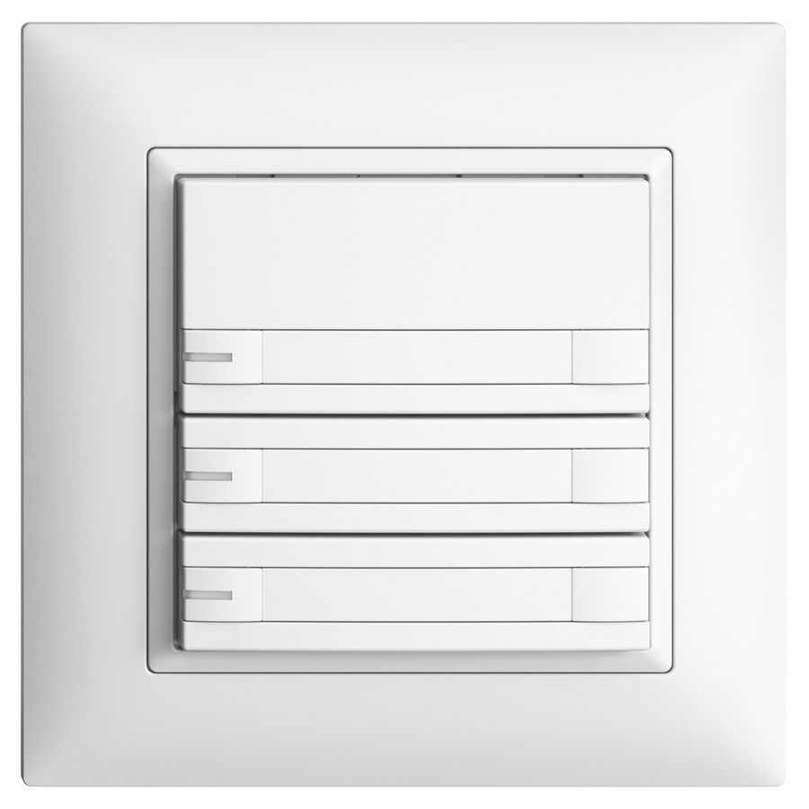 UP-KNX-Taster RGB EDUE FMI, 250mW, m.RGB-LED, m.Papier., 3×Taste, 2×Tastenb., ws