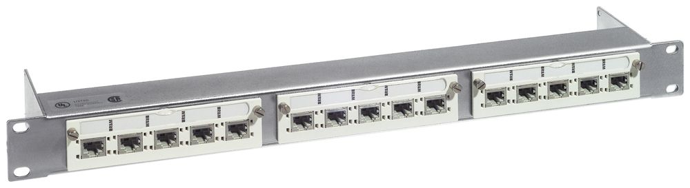 Panneau de distribution 19" 1UH 15×RJ45 cat.6 blindé R&M freenet