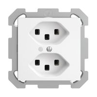 Prise ENC 2×T23 16A avec LED vert, EDIZIOdue blanc, avec bornes enf.