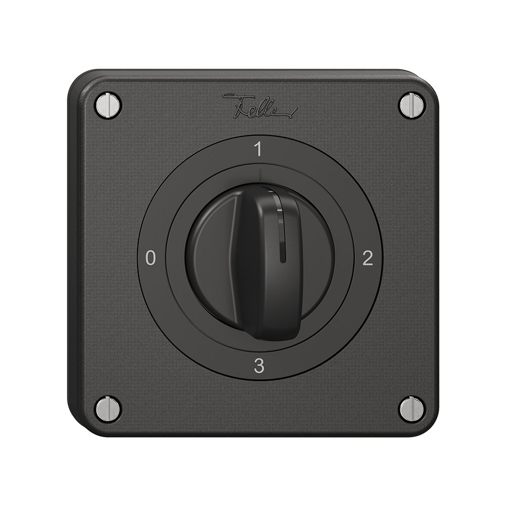 Drehschalter NEVO N.CO 5/2L, mit Drehgriff, KS, 0-1-2-3, schwarz