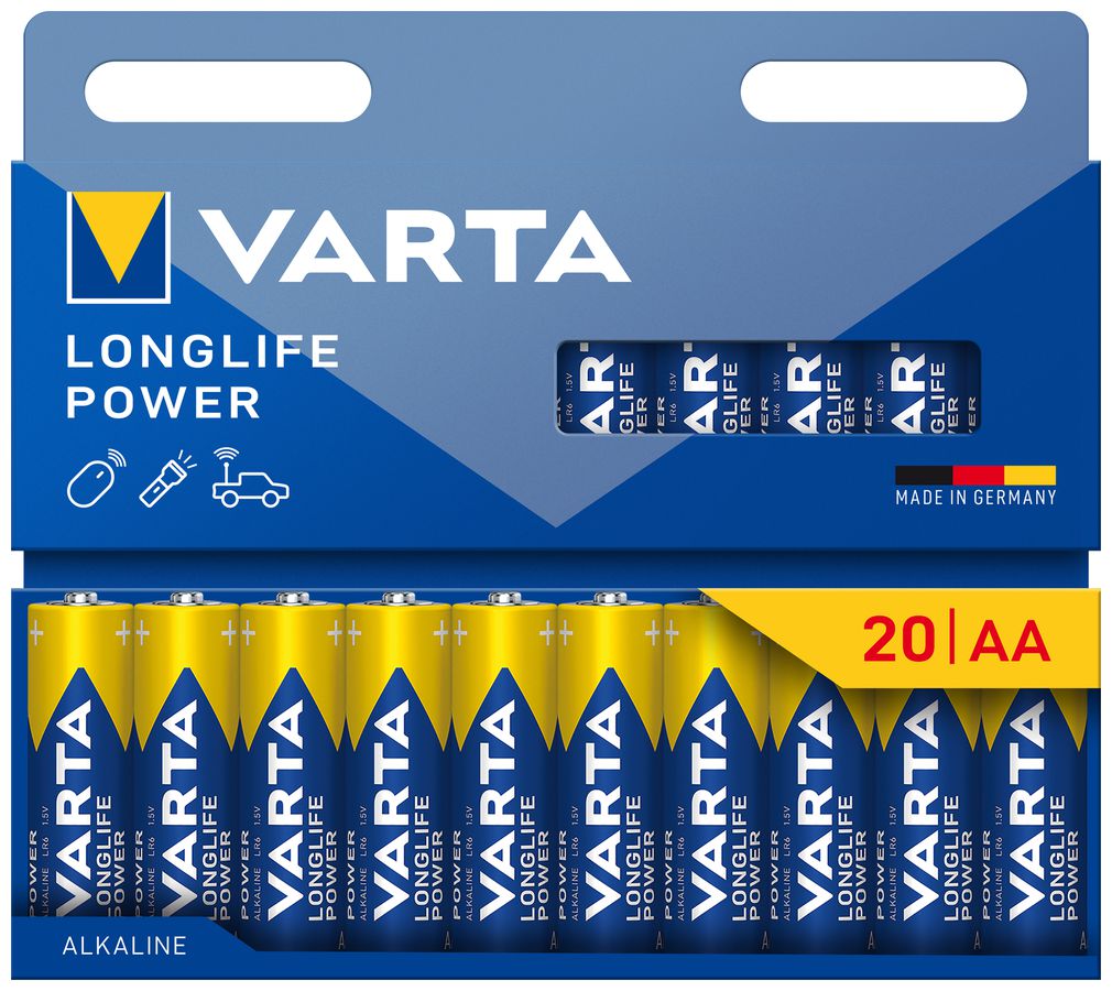 Batteria VARTA Consumer Longlife Power AA alcalina al Mn 1.5V blister 20 pezzi