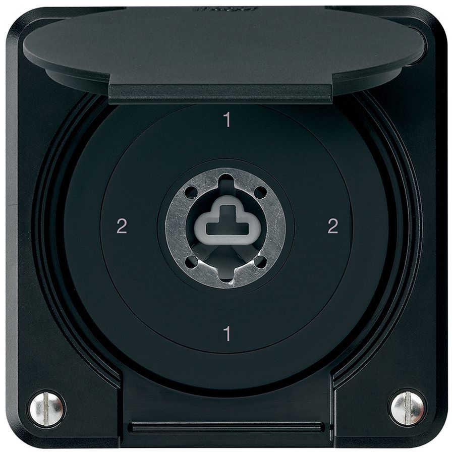 Interrupteur à clé ENC robusto IP55 avec clapet sans cylindre S3/1P noir p.combi