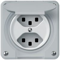 UP-Steckdose robusto 2×T23 16A 250V 86×86mm IP21 grau