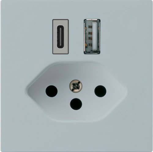 Prise de charge USB kallysto 18W PD 1×type A 1×type C T13 gris clair