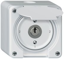 Interruttore a chiave AP robusto deviatore 16A 250V 86×86mm bianco