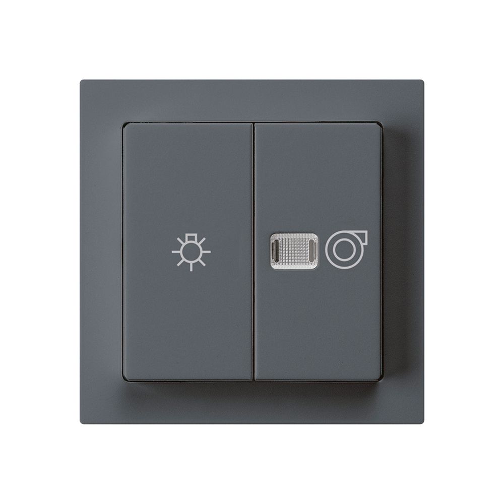 Leuchtdruckschalter kallysto 1/1L anthrazit mit Symbol Licht+Ventilation