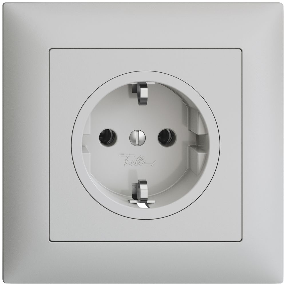 UP-SCHUKO-Steckdose EDIZIOdue FMI, 16A, 250VAC, L+N+PE hellgrau
