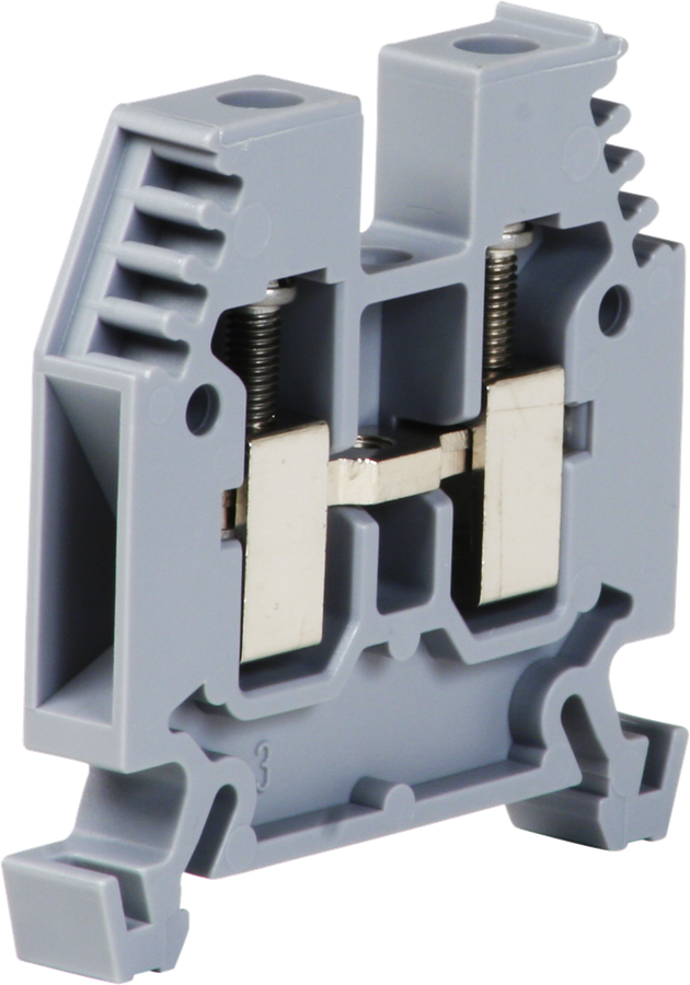 Borne de passage joignable Woertz 2.5…6mm² 41A 1000V vis 2×1 rail DIN 35mm gris