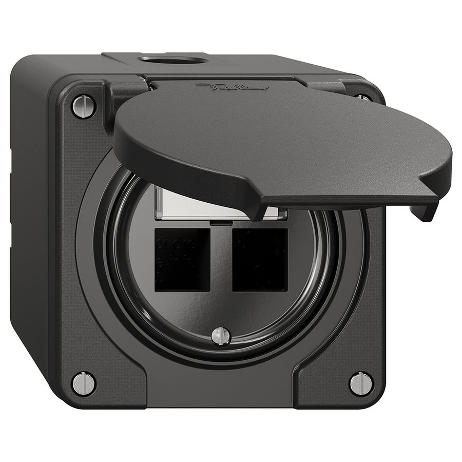 Kit di montaggio NAP Feller freenet, per uscita diritta, doppio, nero