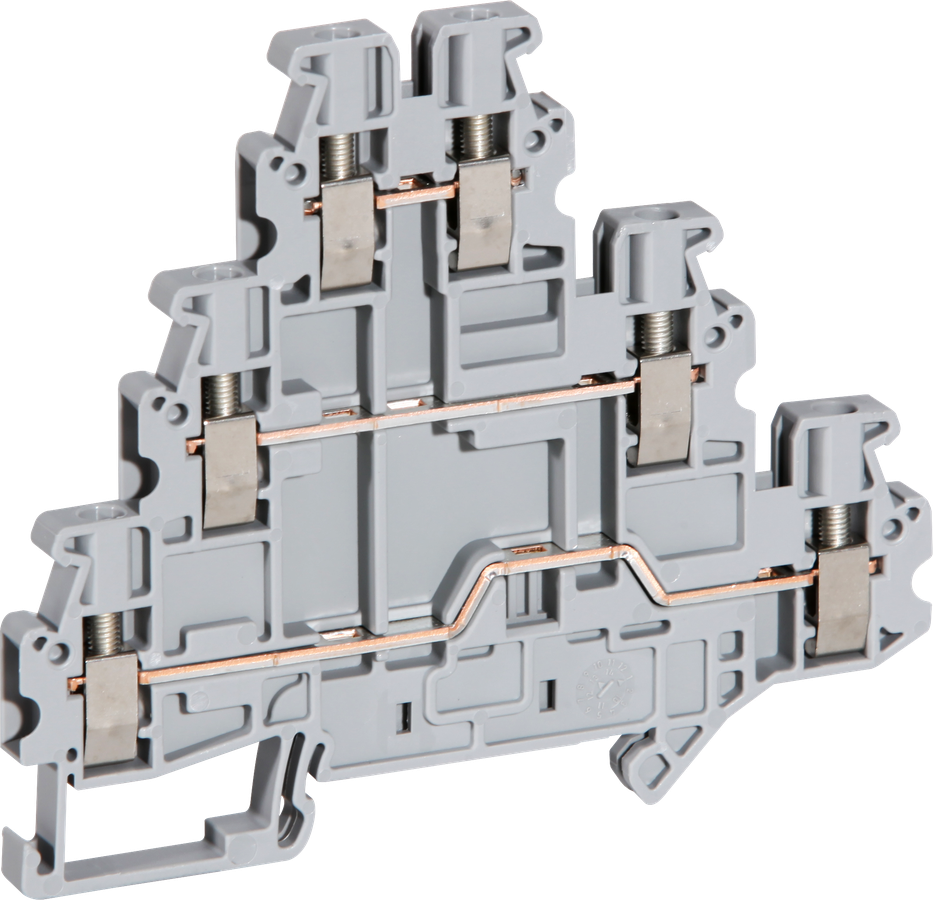 Dreistock-Reihenklemme 0.14…4mm² Schraubanschluss grau