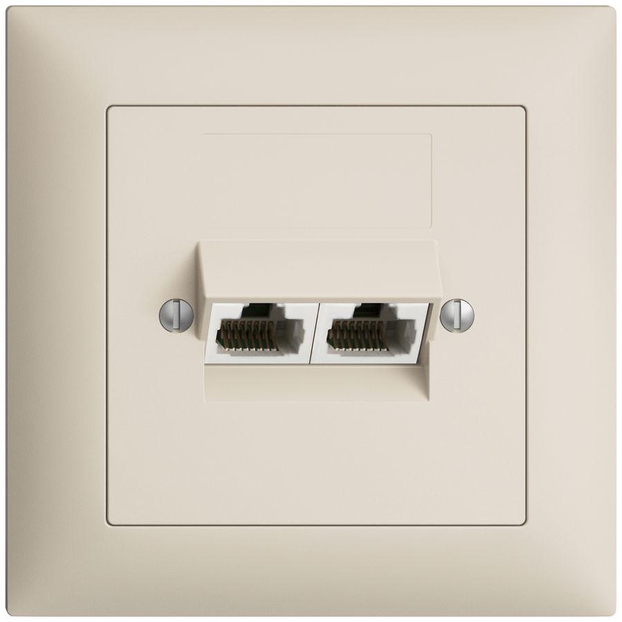UP-Anschlussdose 2×RJ45/u 4P getr. EDIZIOdue crema ITplus