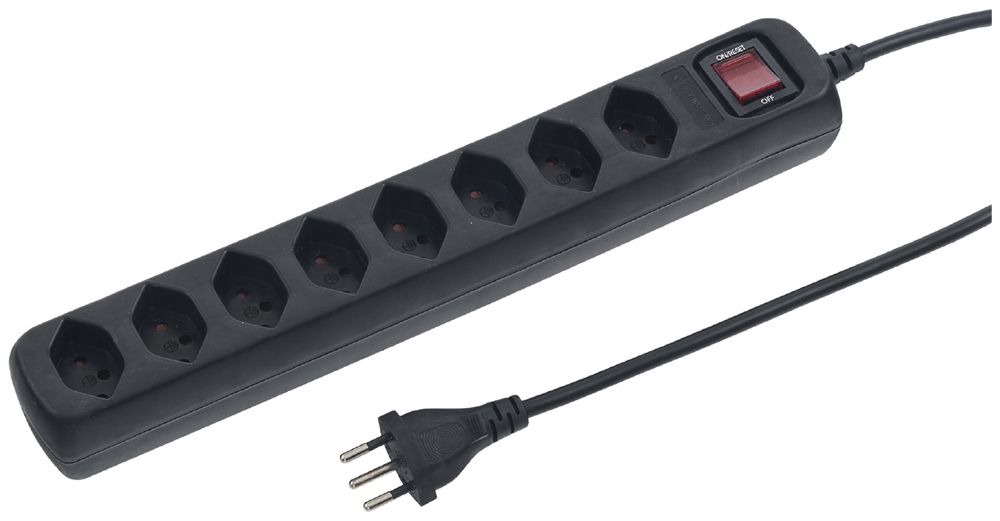 Prise multiple STEBA POWER EASY 8×T13 avec sécu.enf.+int.1.5m noir